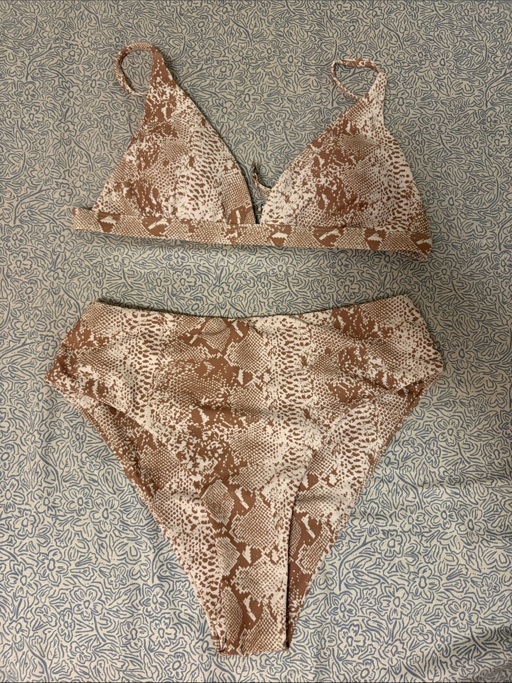 Women's Brown Snake-Print Bikini Set